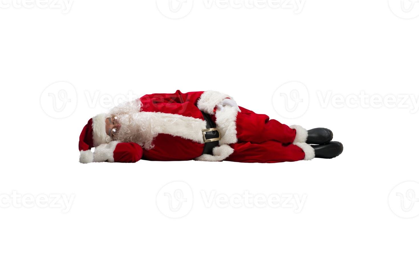 santa claus is tired and sleeps from exhaustion png