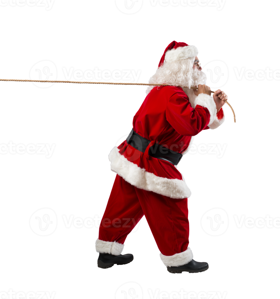 santa claus pulls a rope to move something png