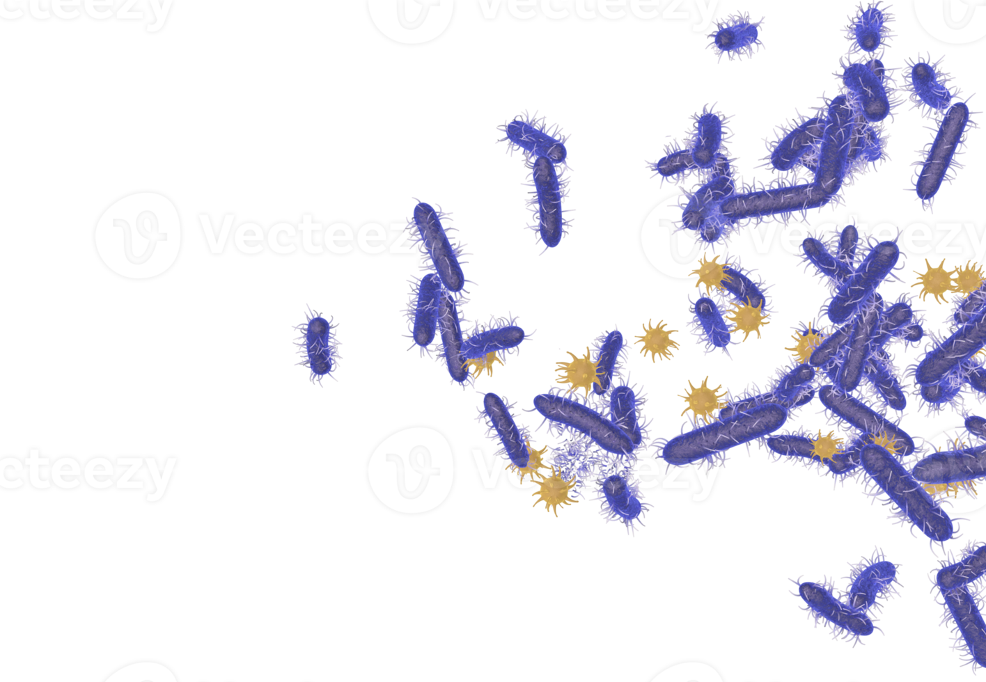 Enlargement 3d rendering of group of flu bacterias png