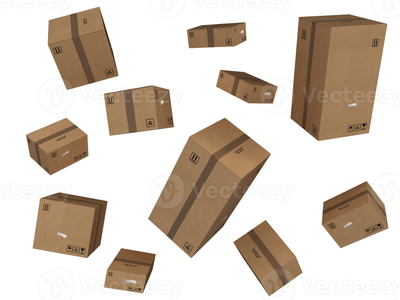 Cardboard brown boxes. shopping , delivery and moving concept png