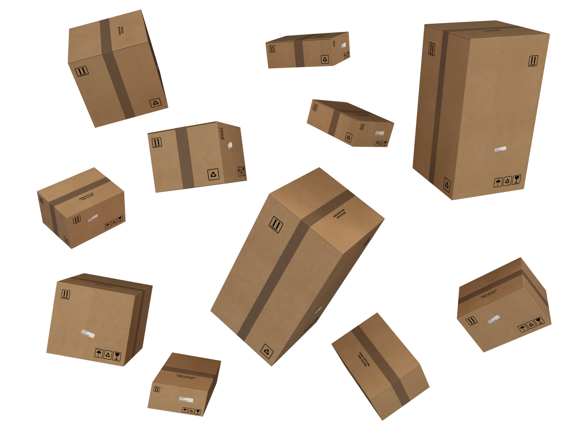 Cardboard brown boxes. shopping , delivery and moving concept 21081758 PNG