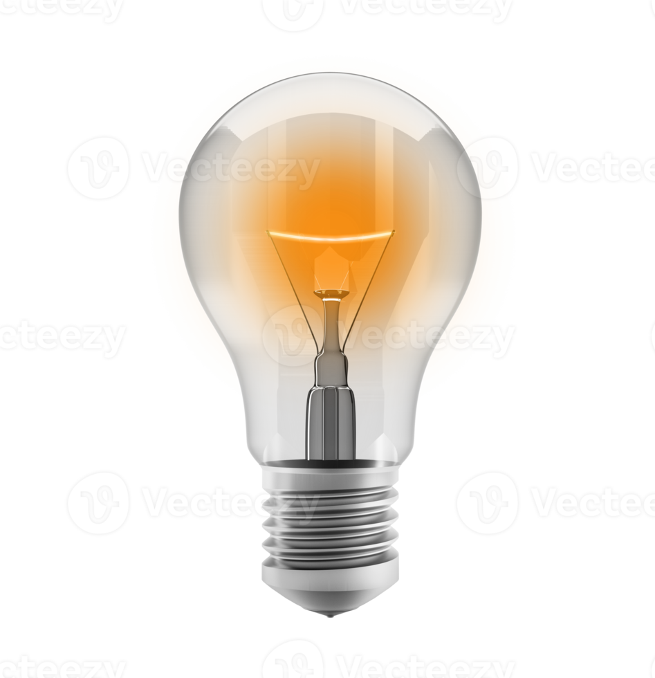 Light bulb concept of idea, resolution and creativity. 3d rendering png