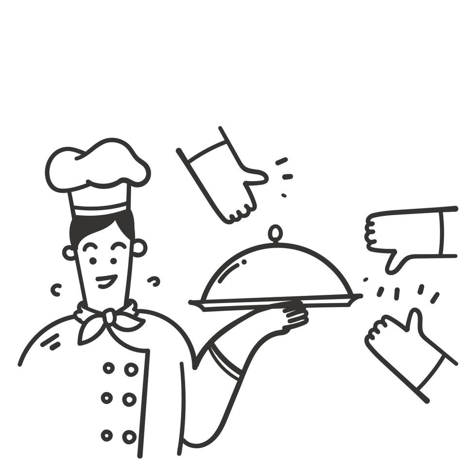 mano dibujado garabatear comida culinario me gusta o disgusto ilustración vector