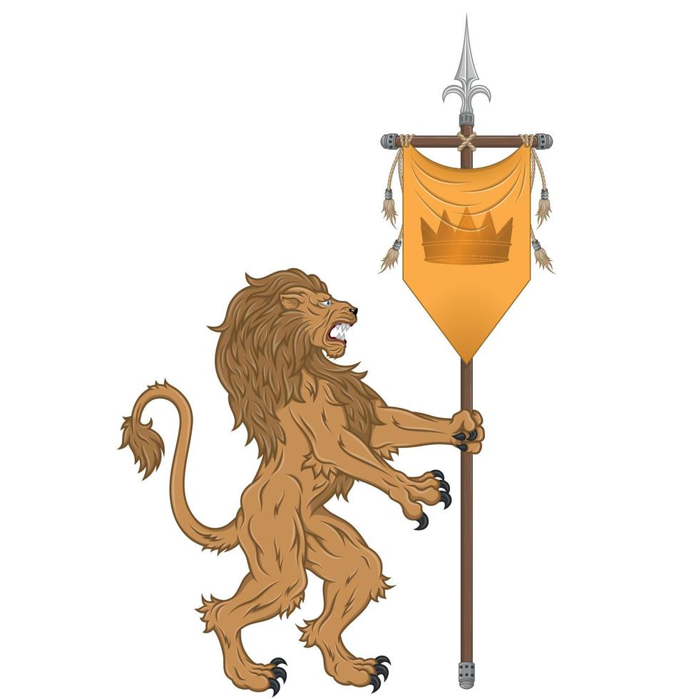 Vector design of lion with pennant