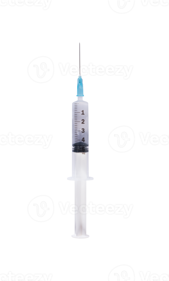 Syringe with needle concept of medicine and scientific research png