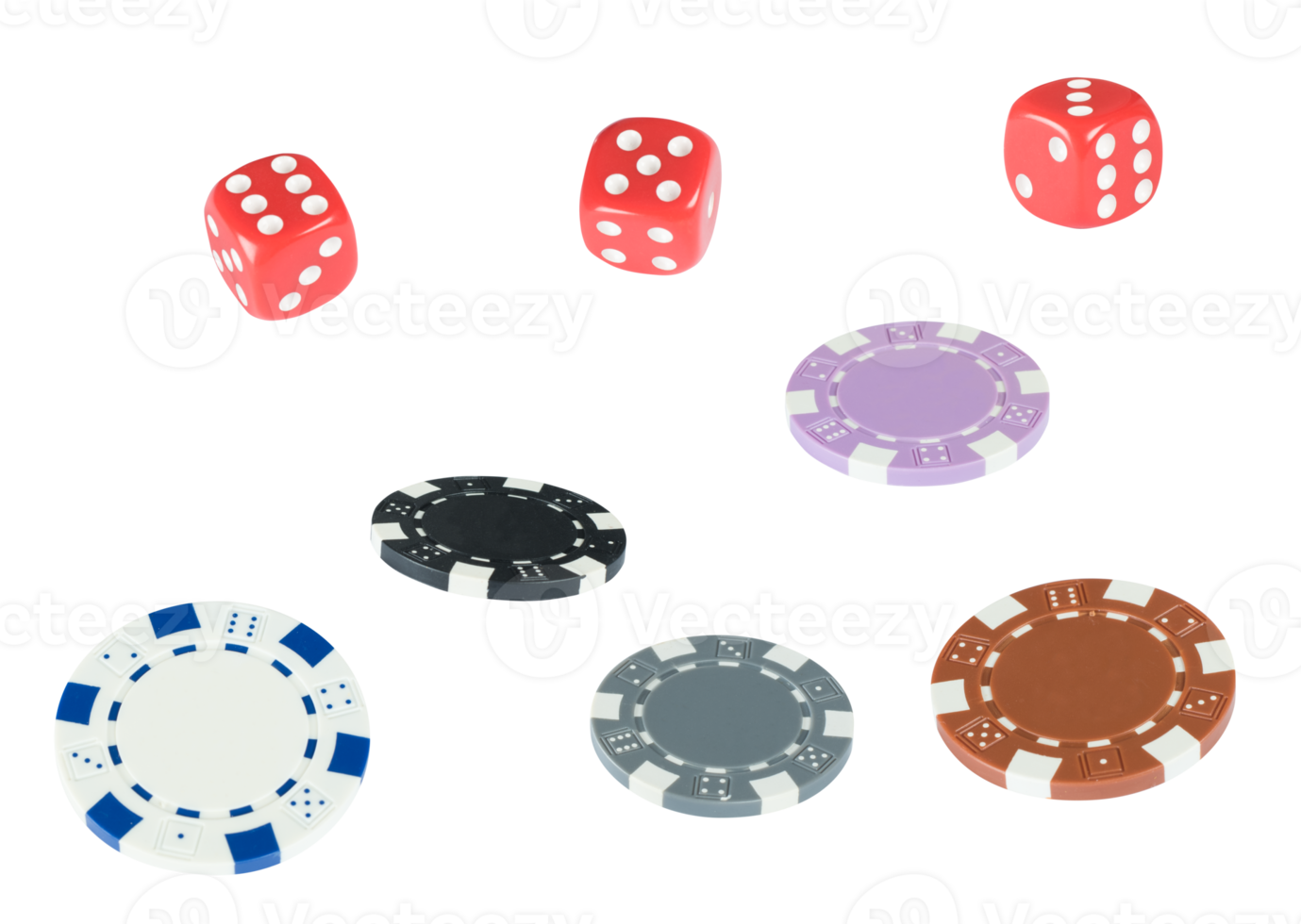 Chips and dice. gambling and betting concept png