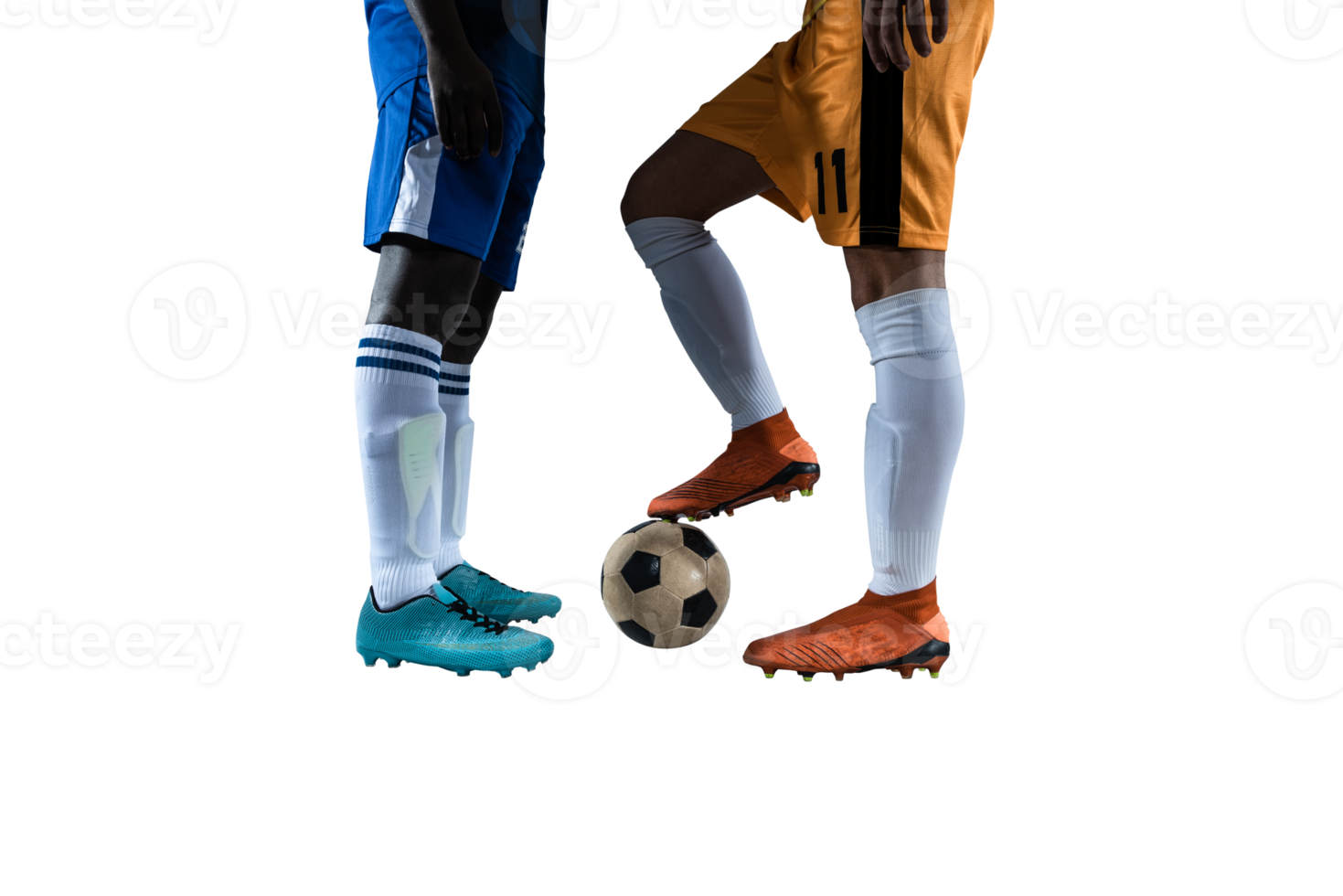 Soccer  player play with soccerball during a football match png