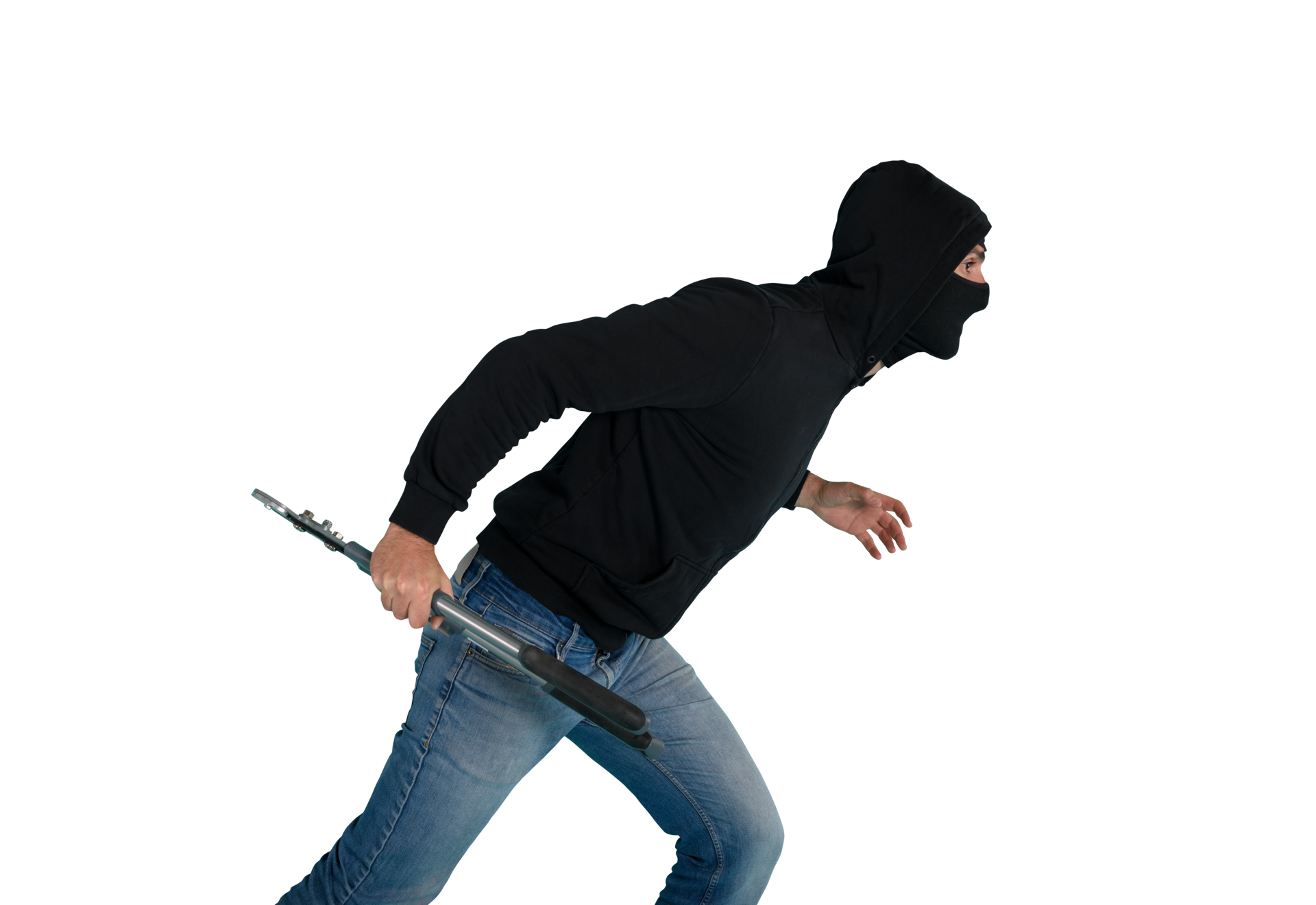 Thief with balaclava acts in silence to steal apartments with wire