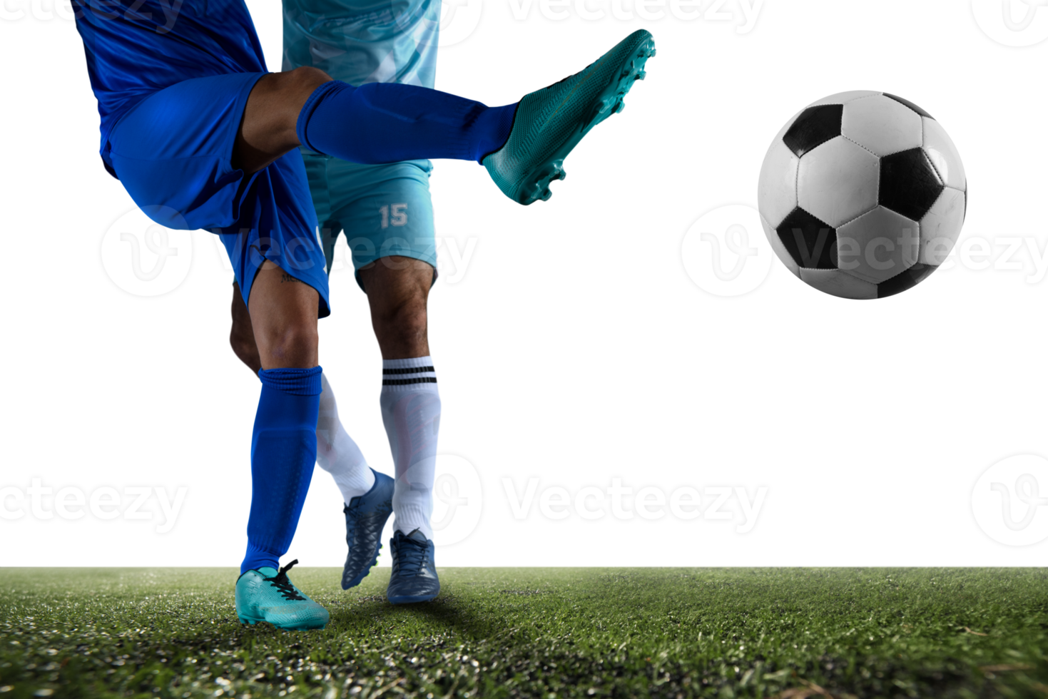 Soccer  player play with soccerball during a football match png