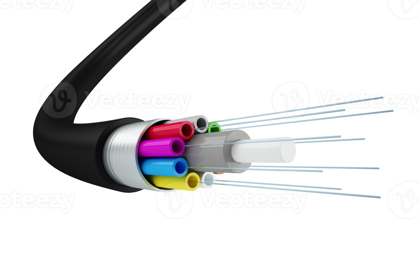 Internet fibra cable. tecnología ese transmite grande cantidades de datos a muy alto velocidad png