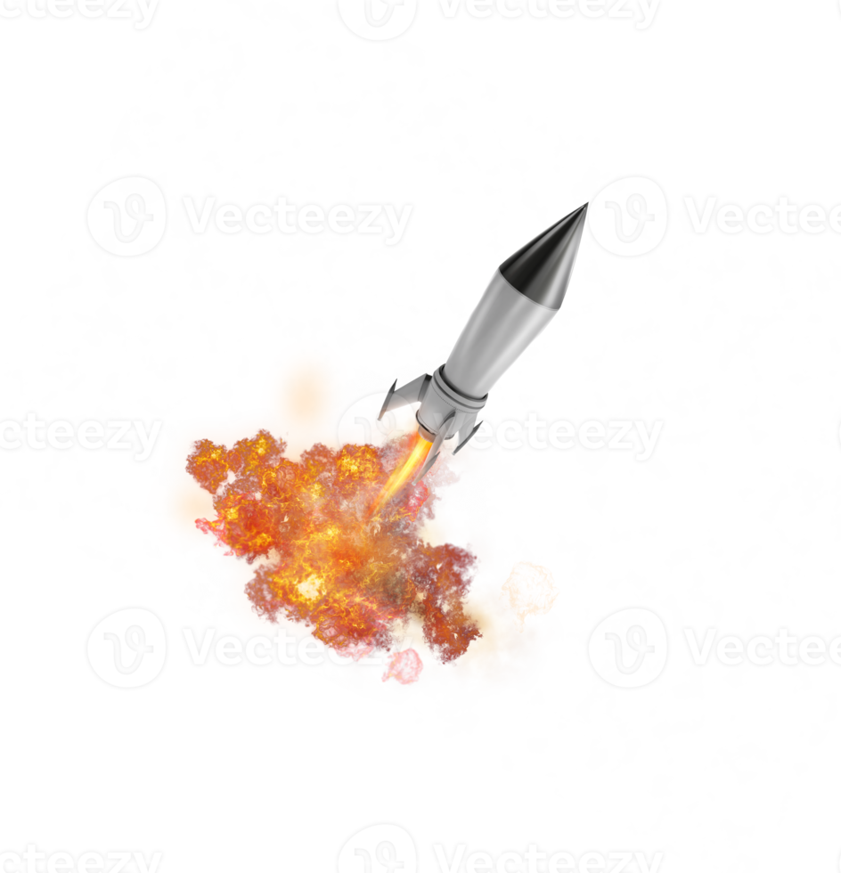 Powerful missile flying with fire. delivery and business goal concept png