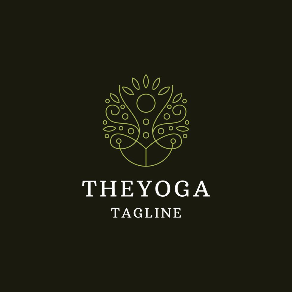 Yoga line logo icon design template flat vector