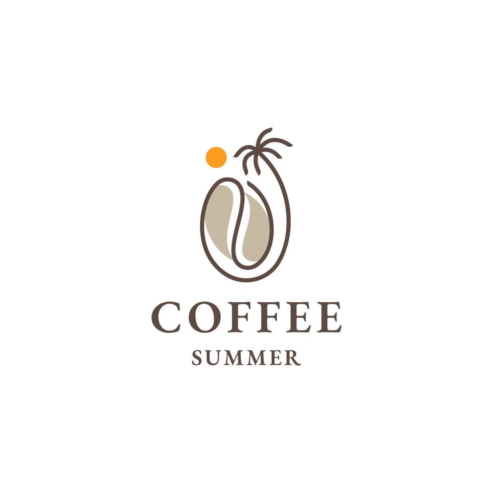 Coffee summer beach line logo icon design template vector