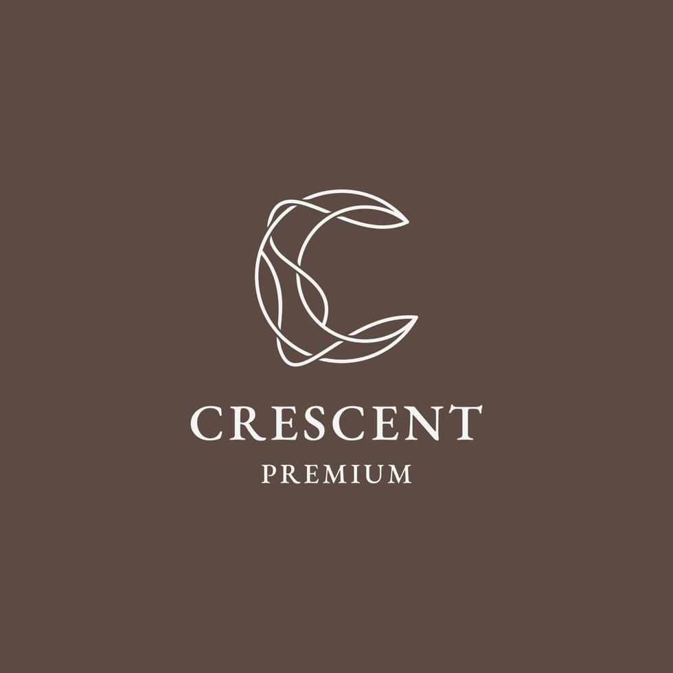 Crescent line logo design template flat vector