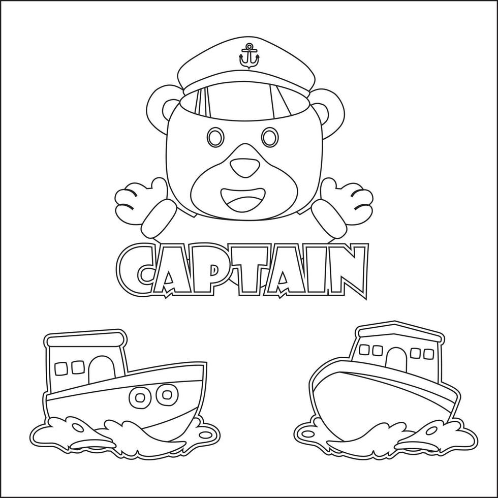 Cute junior sailor. Cartoon hand drawn vector illustration. Cartoon isolated vector illustration, Creative vector Childish design for kids activity colouring book or page.