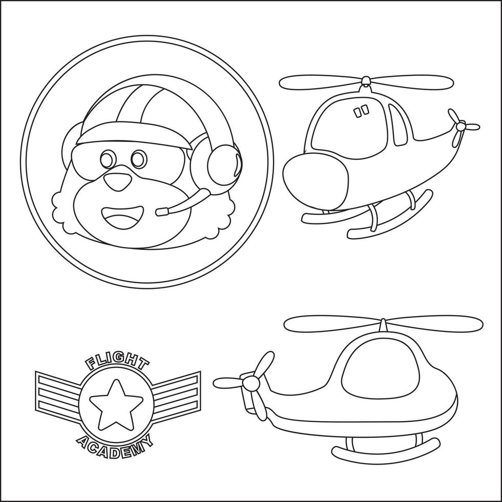 linda júnior piloto. dibujos animados mano dibujado vector ilustración. dibujos animados aislado vector ilustración, creativo vector infantil diseño para niños actividad colorante libro o página.