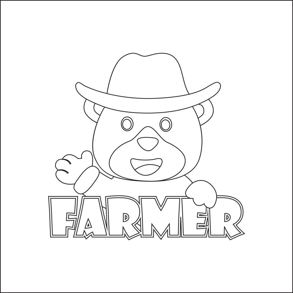 Cute junior farmer. Cartoon hand drawn vector illustration. Cartoon isolated vector illustration, Creative vector Childish design for kids activity colouring book or page.