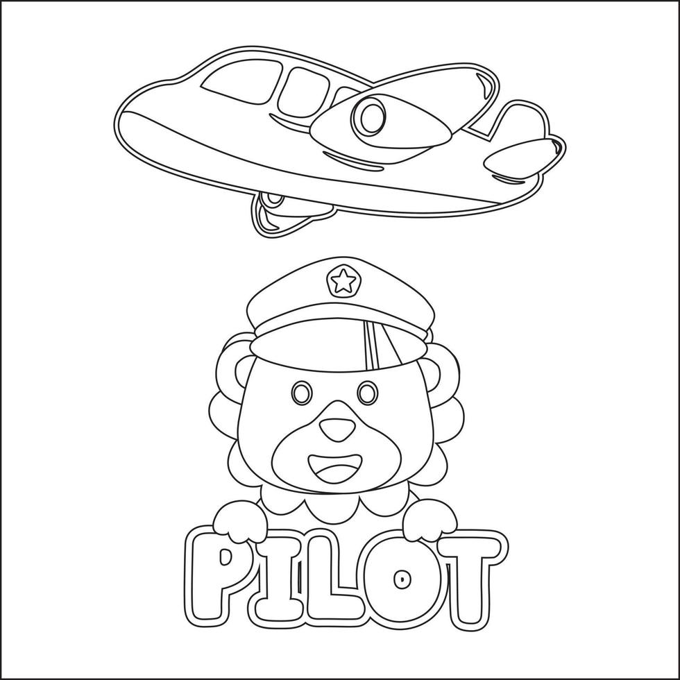 linda júnior piloto. dibujos animados mano dibujado vector ilustración. dibujos animados aislado vector ilustración, creativo vector infantil diseño para niños actividad colorante libro o página.