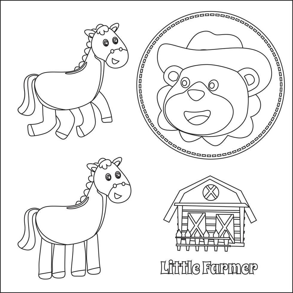 Little animal farmer, vector cartoon, Cartoon isolated vector illustration, Creative vector Childish design for kids activity colouring book or page.