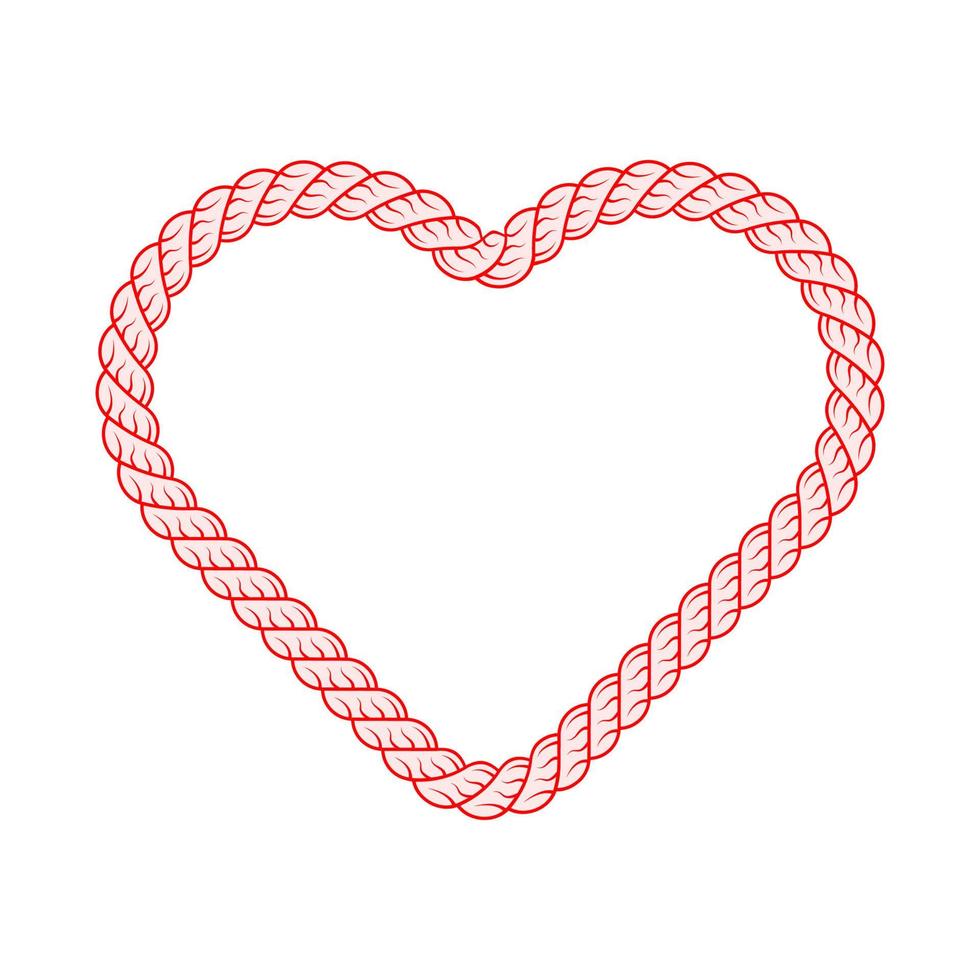 Red rope heart logo symbol isolated on white background. Love lasso cord for valentine's day. vector