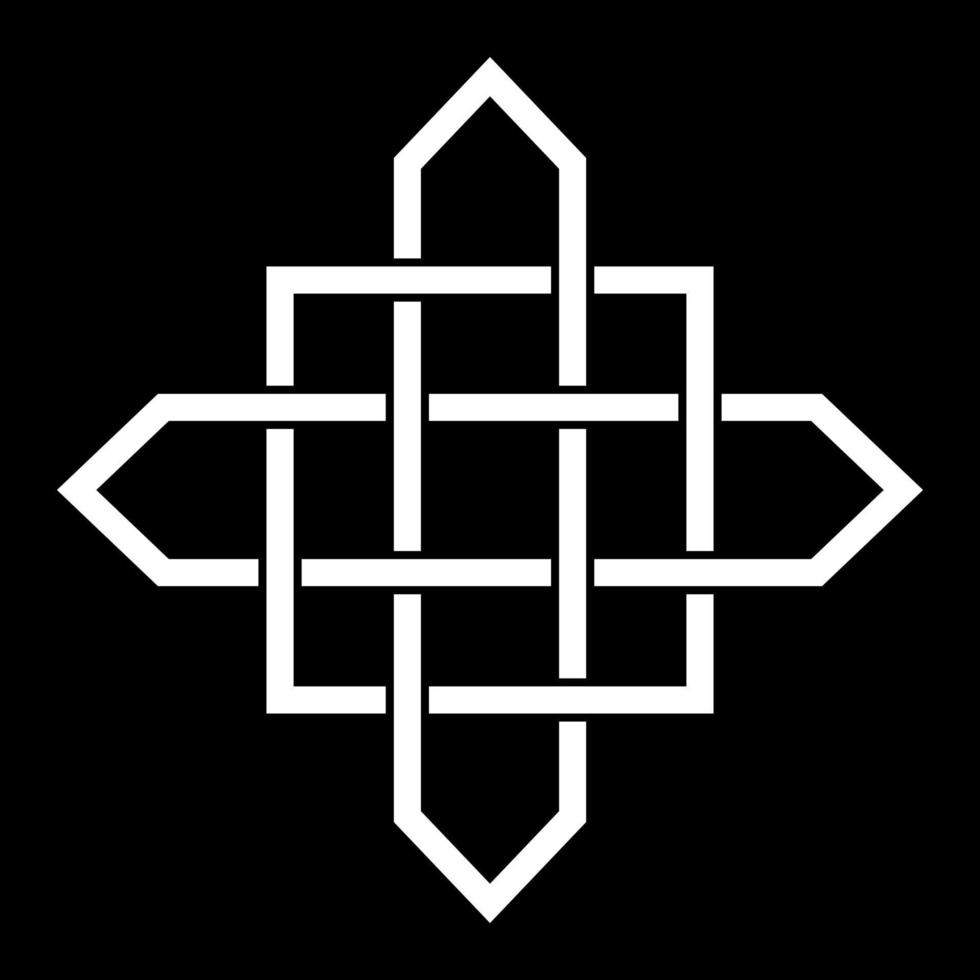 White celtic knot logo symbol isolated on black background vector template