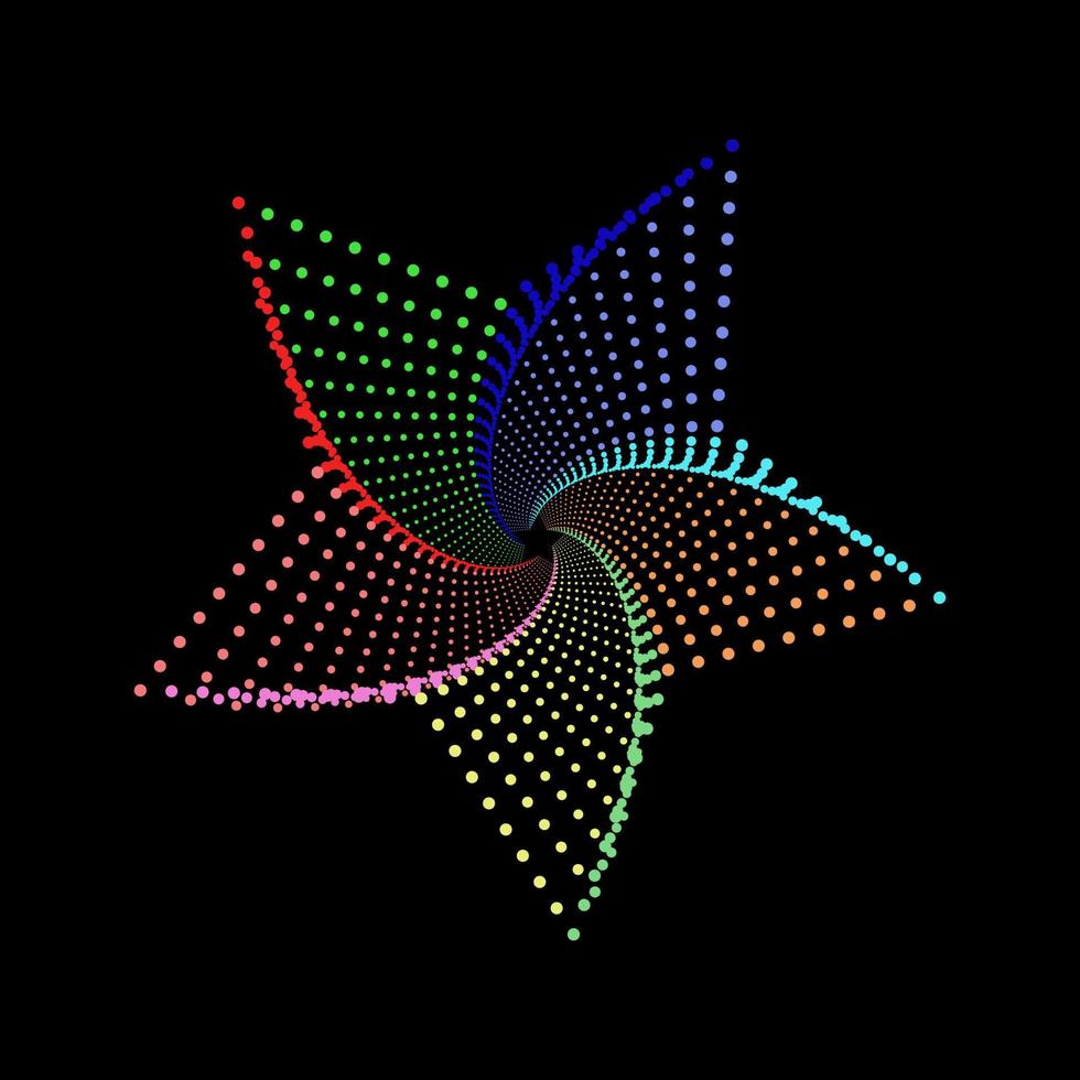 Multicolor 3d warp effect dotted spiral vortex star vector