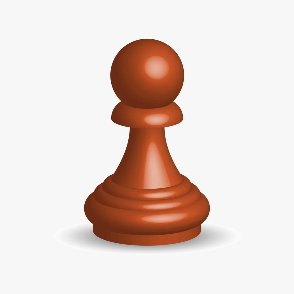 3d realistic brown chess pawn vector