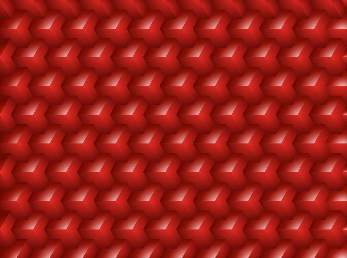 3d red gradient polygonal cubes geometric background vector