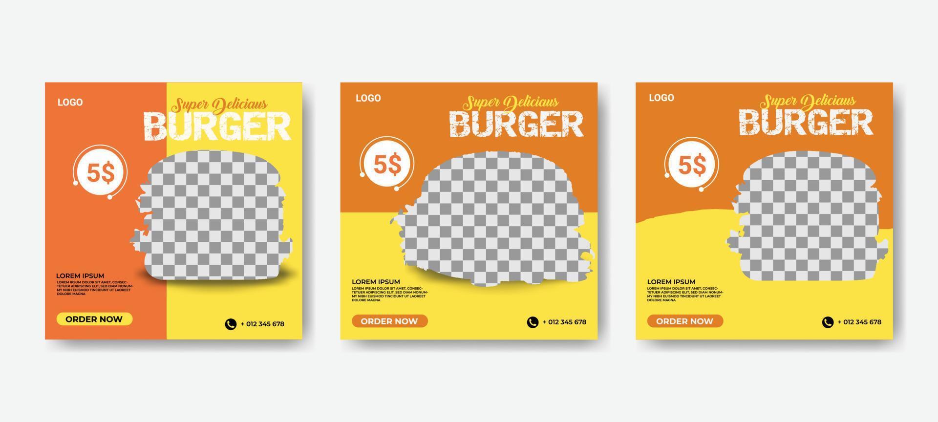 Food Promotion social media post, Burger social media banner. vector