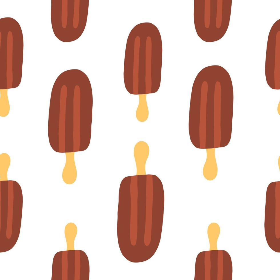 Seamless pattern of popsicle ice cream. Vector in cartoon flat style isolated on white background.