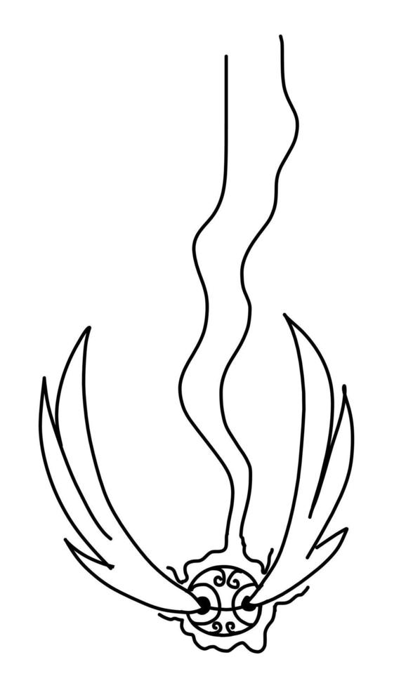 Snitch Magic Ball with wings fly down. Vector illustration in outline doodle style isolated on white background.