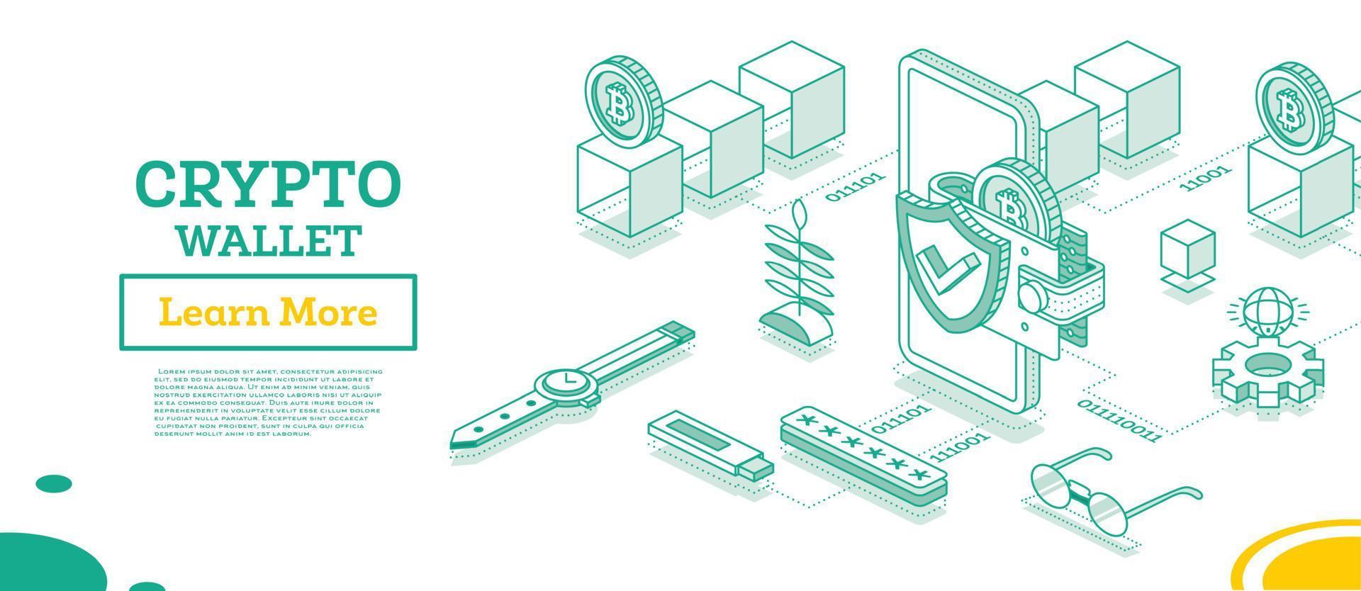 Crypto wallet Isometric Outline vector
