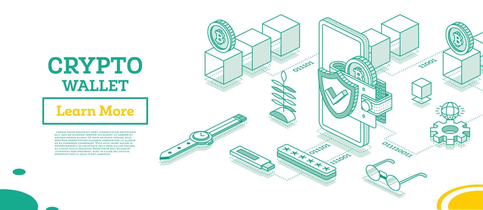 cripto billetera isométrica contorno vector