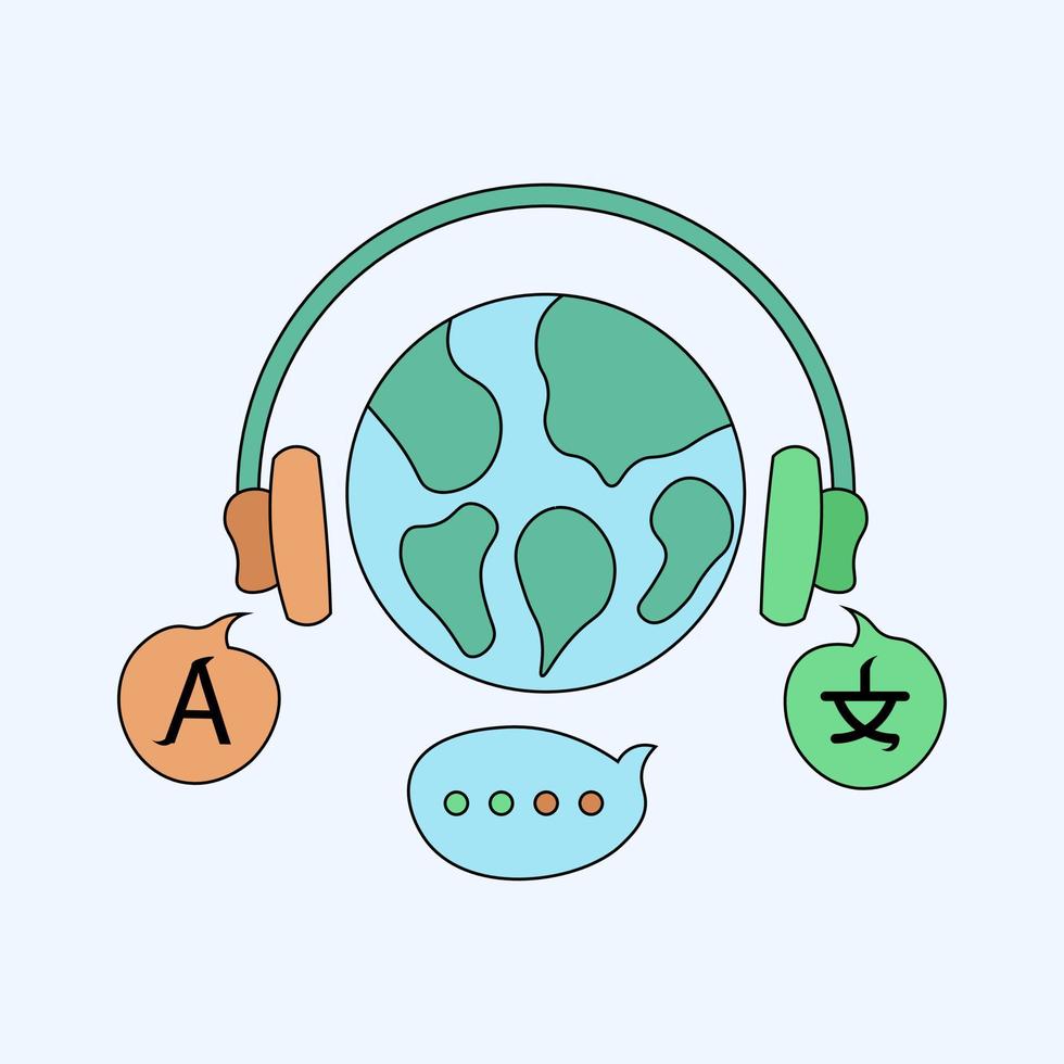 language translation. global service support concept. flat vector icon illustration