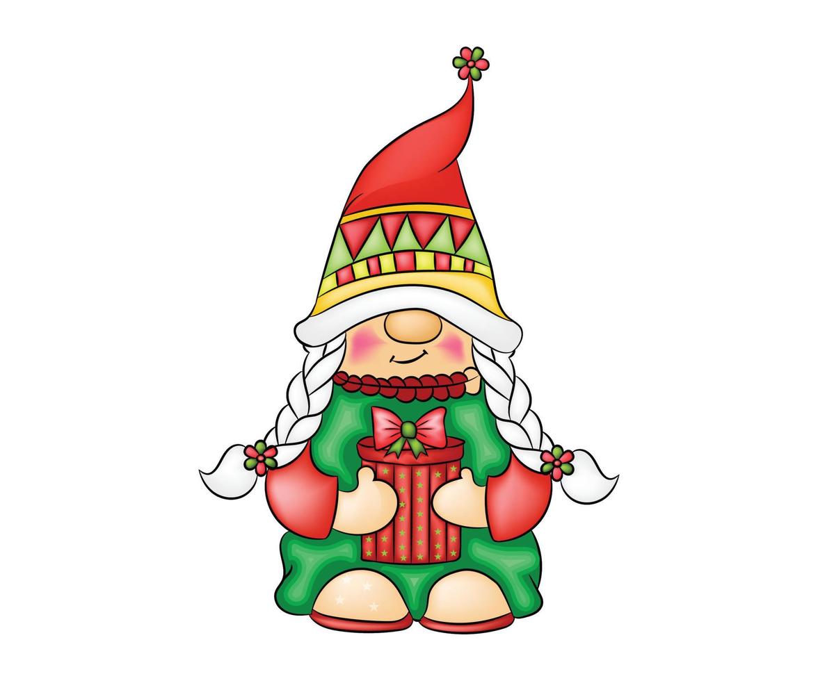 Cute Christmas gnome vector drawing Illustration design