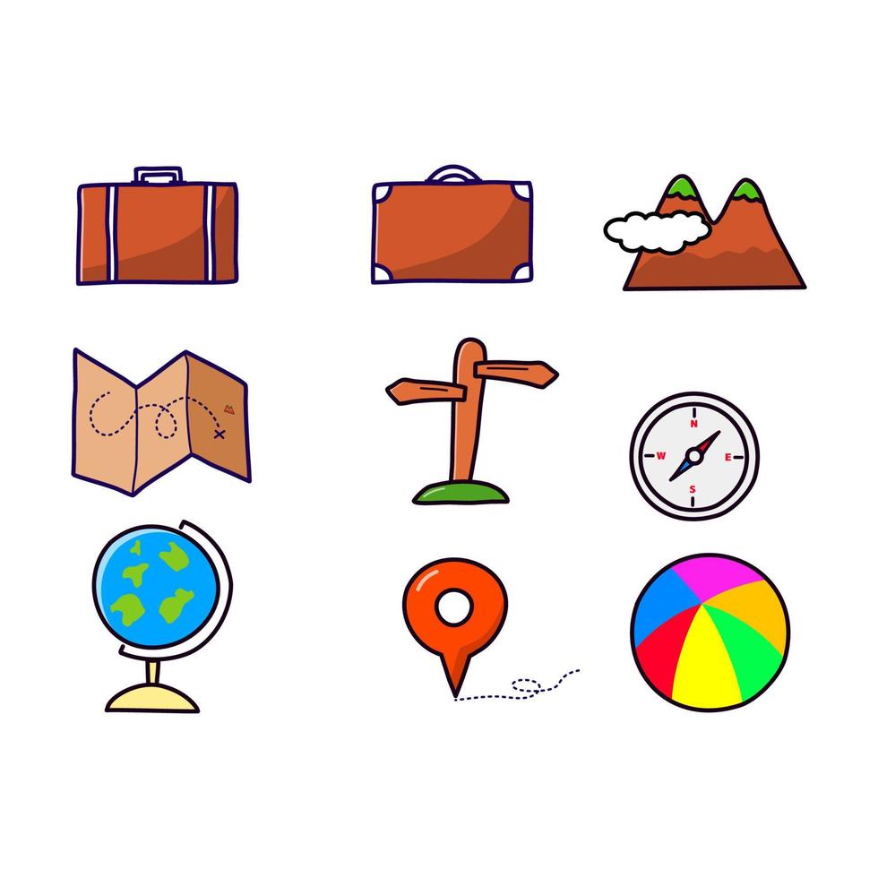 Hand Drawing Travel Icons vector