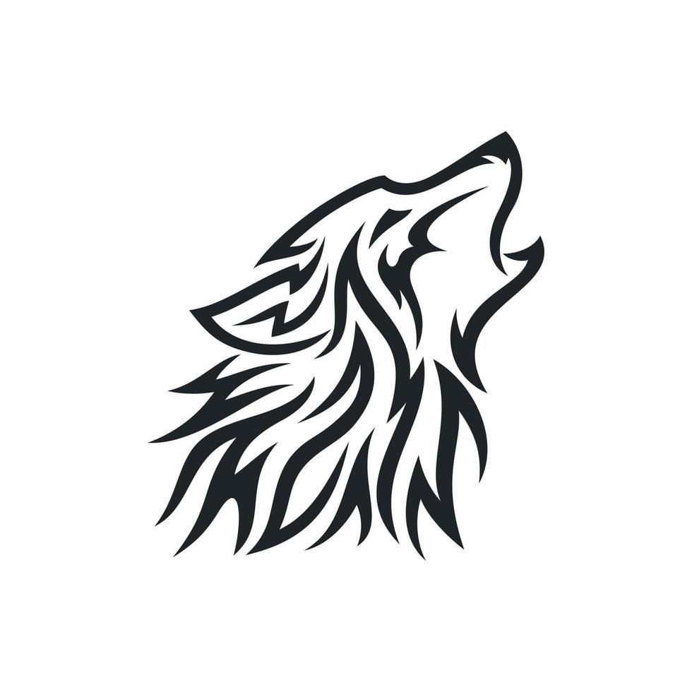 bosquejo de un tribal lobo tatuaje. vector dibujo lobo cabeza hecho con patrones. lobo logo