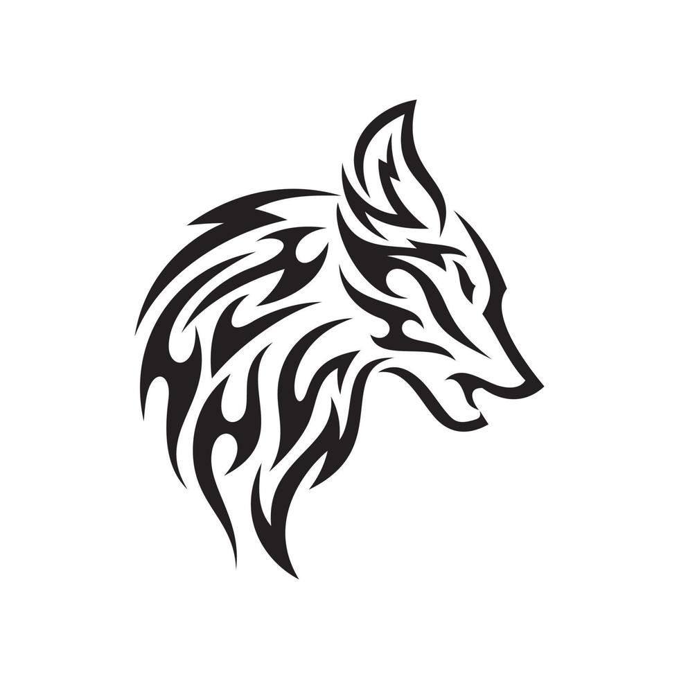 bosquejo de un tribal lobo tatuaje. vector dibujo lobo cabeza hecho con patrones. lobo logo