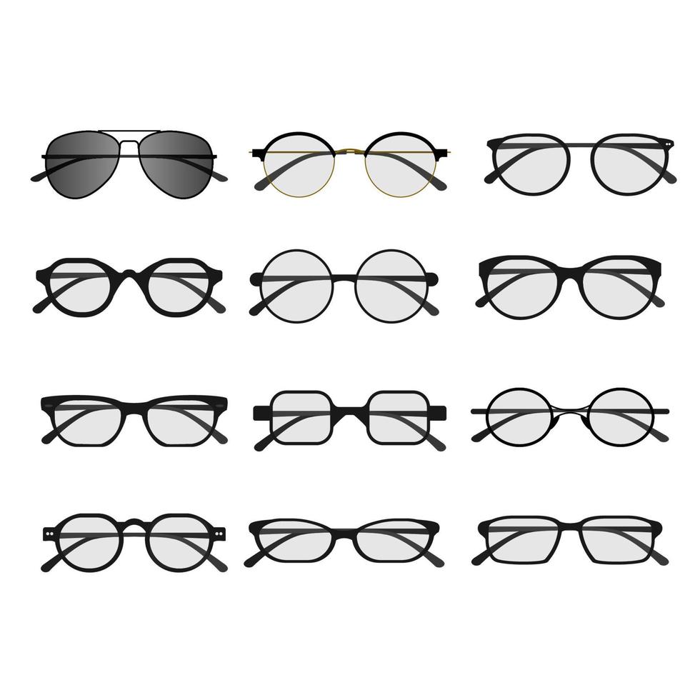 Glasses set. Vector illustration isolated on white background. Can be used for your designs, promos and others.