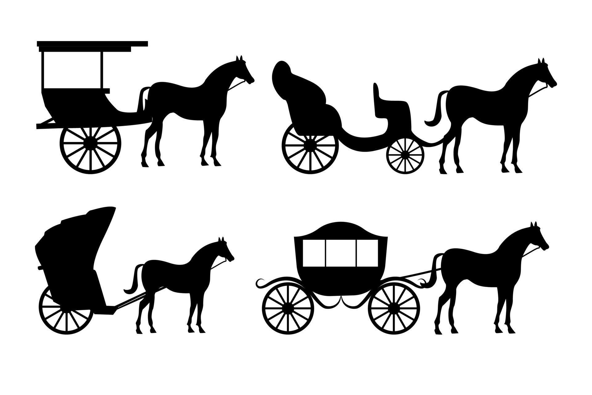Horse carriage silhouette, isolated and trendy. Horse carriage ...