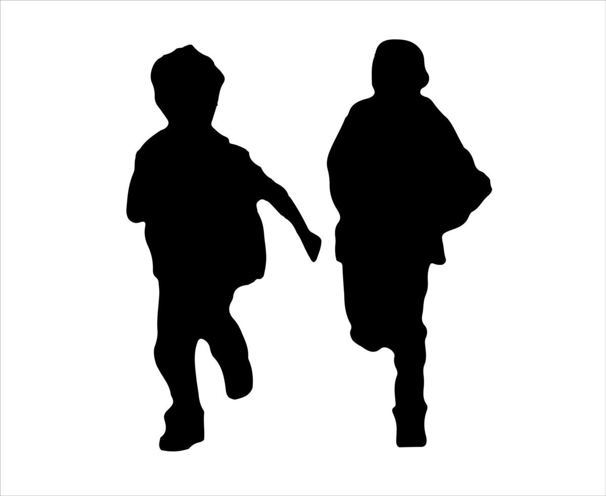 Kids playing silhouette vector illustration