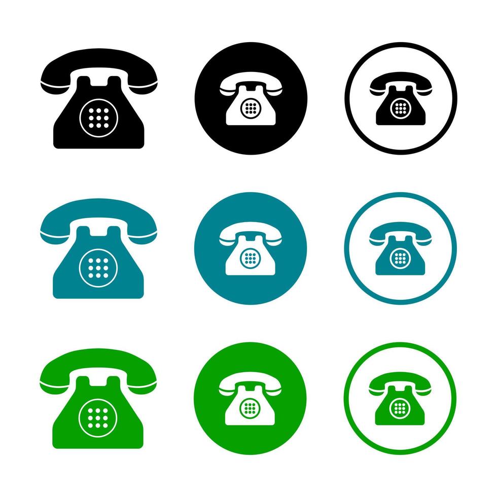 Telephone Colorful Style Vector Icon Set