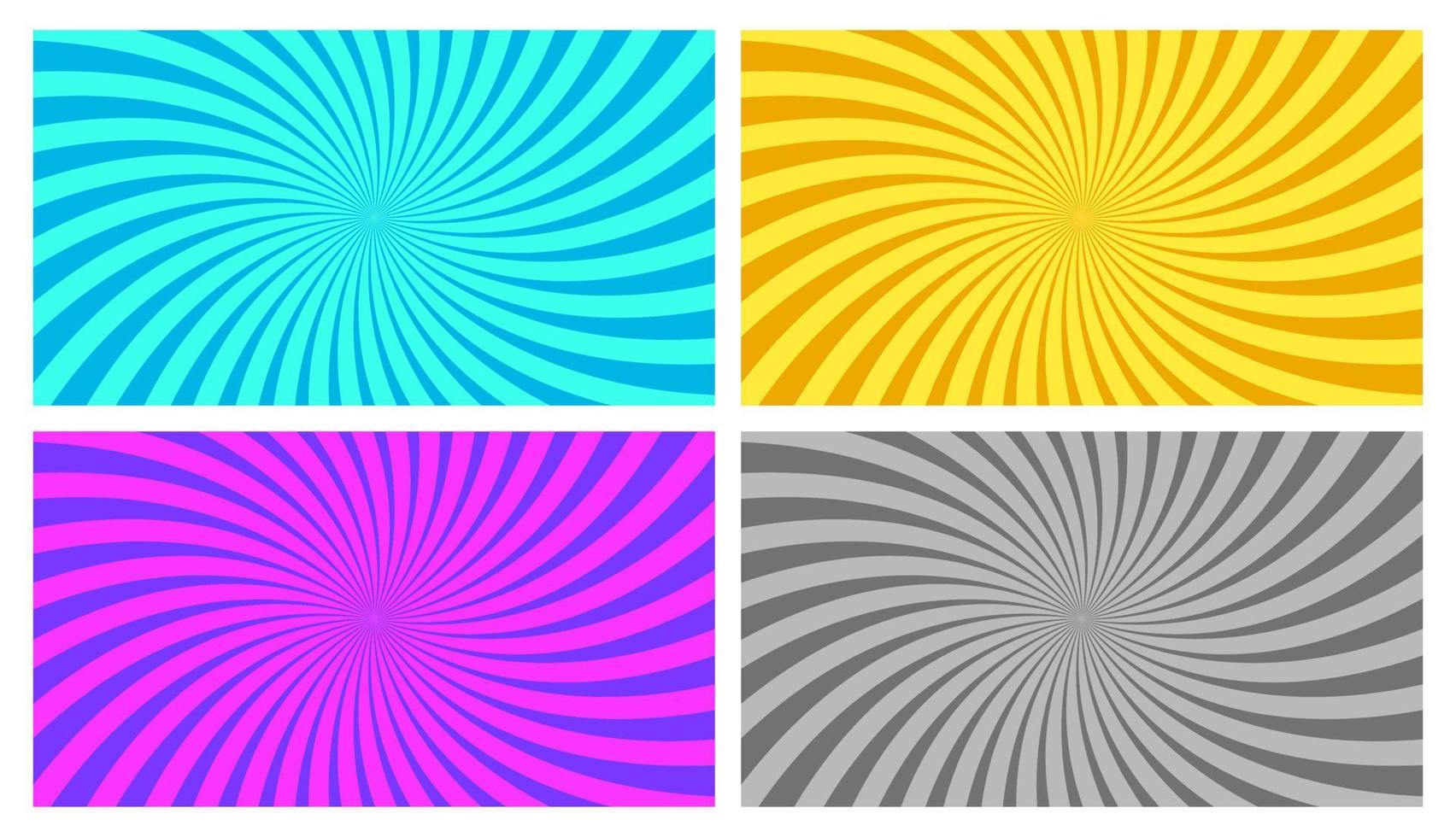 Colorful Motion Sunburst Vintage Wide Vector Background Set