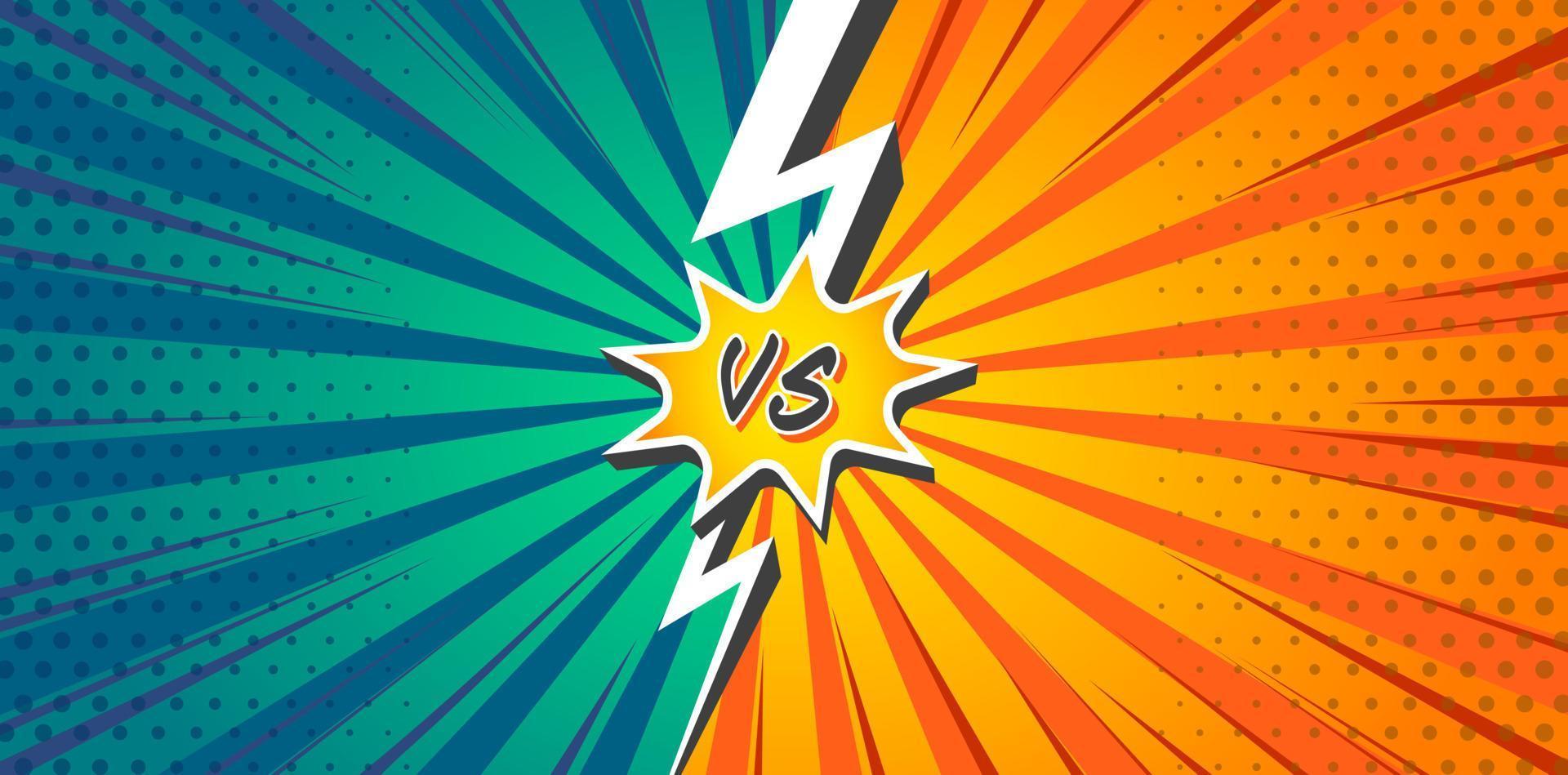 Versus Comparison Retro Green Orange Vector Background