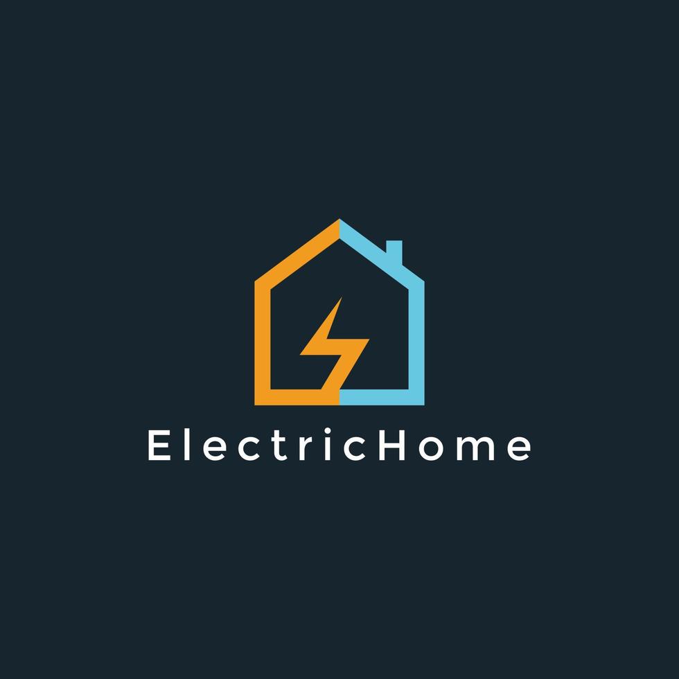 logotipo eléctrico, combinación de casa con perno de trueno, plantilla de logotipo de diseño eléctrico, ilustración vectorial vector