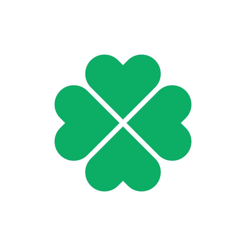 Patrick's day green lucky clover heart shaped leaf isolated on white background vector