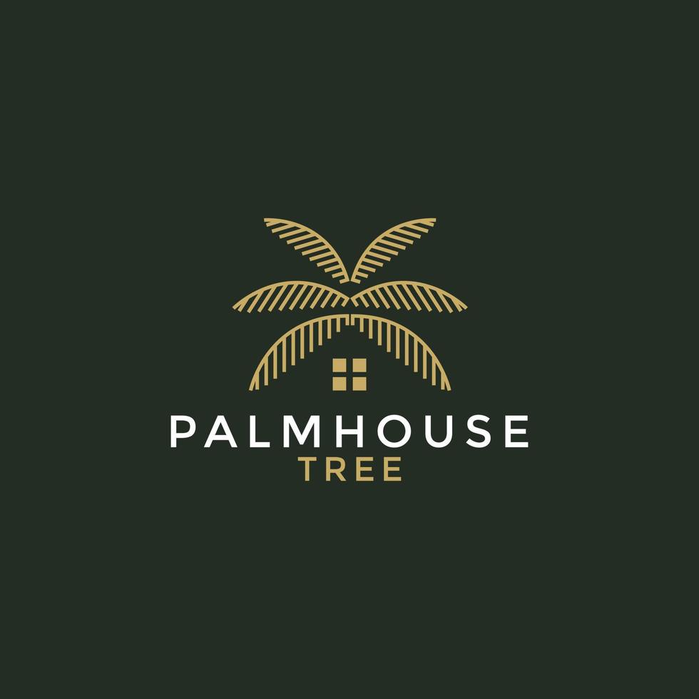 illustration vector graphic palm house tree logo design minimalist luxury