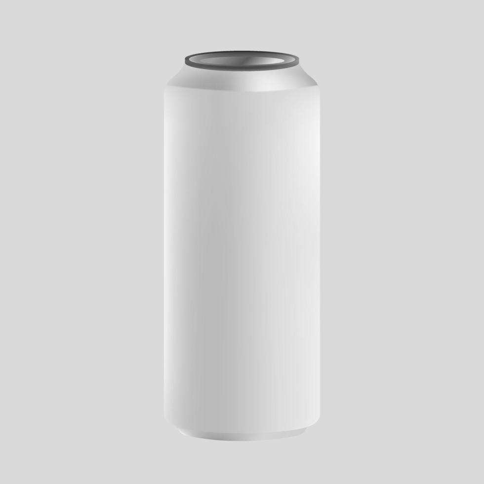 White Gray Can Beverage Beer Drink Packaging Vector Mockup Template