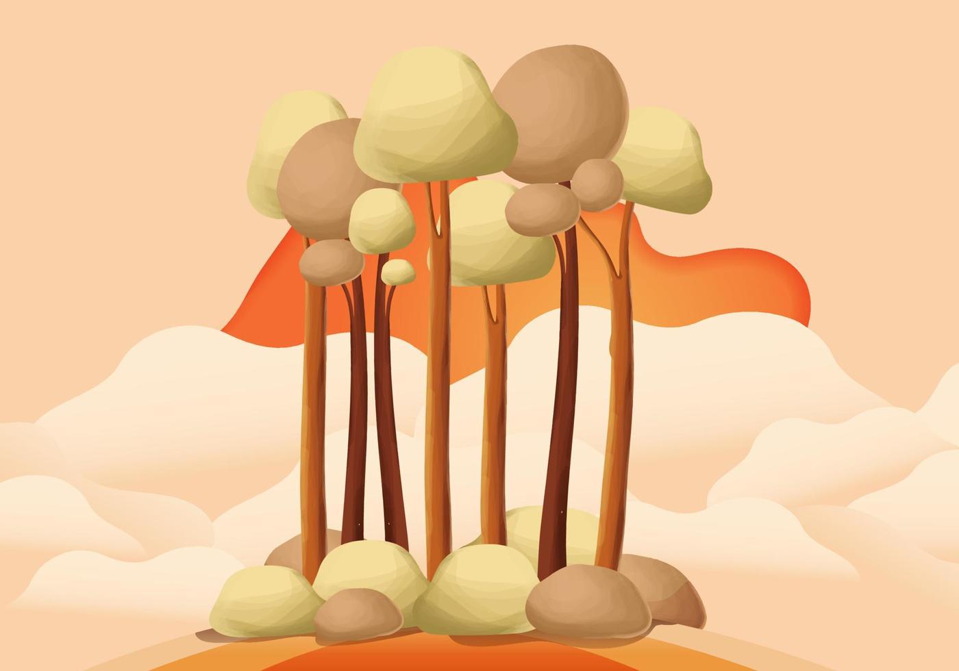 Autumn or Fall Season Trees landscape Background Illustration vector