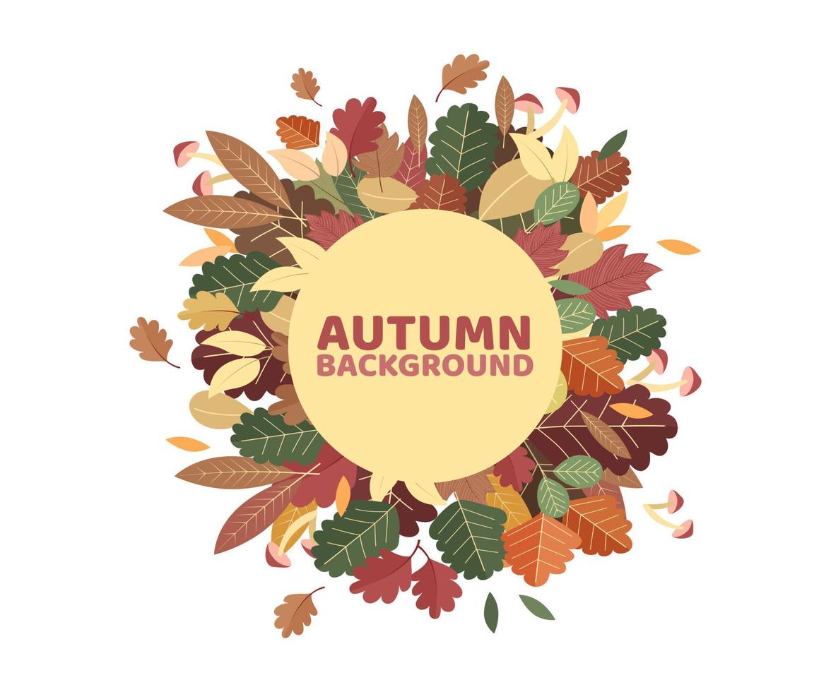 Autumn or Fall Season background Illustration ornaments with various Leaves Concept vector